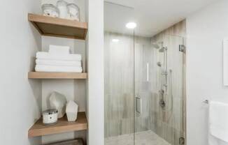 Walk In Showers and Built In Shelves