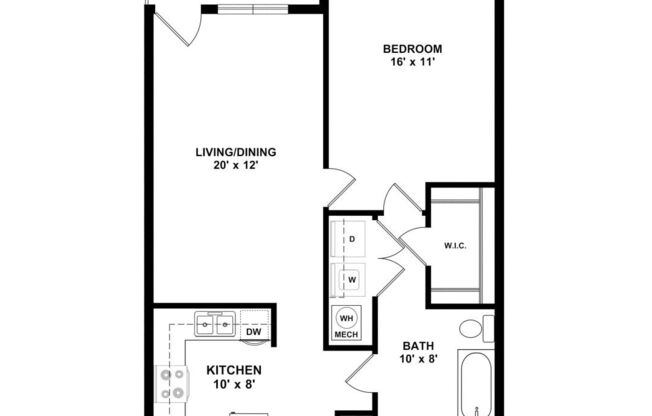 1 bed, 1 bath, 848 sqft, $1,999