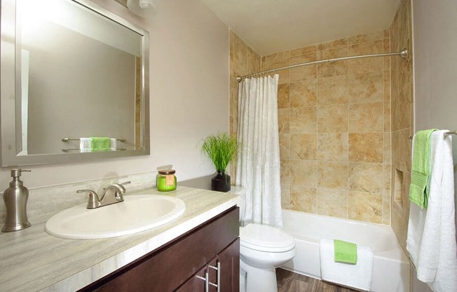 Designer Granite Countertops in all Bathrooms at Stevenson Lane Apartments, Towson, MD,21204