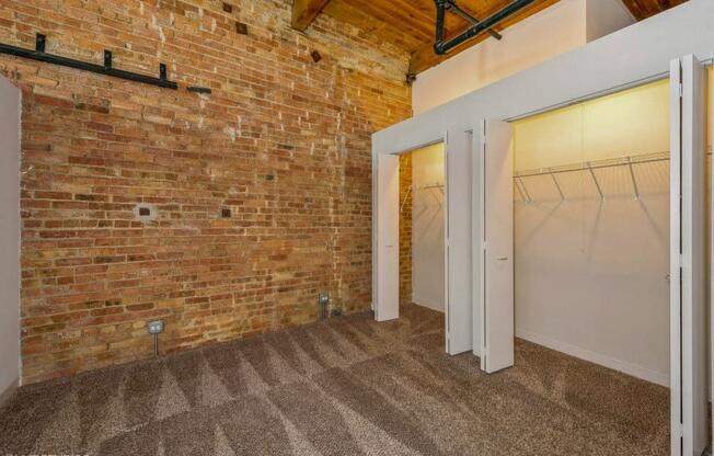 Large closets in the bedroom at Carriage House Lofts, Chicago, 60605