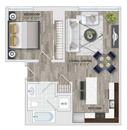 1 bed, 1 bath, 620 sqft, $1,898