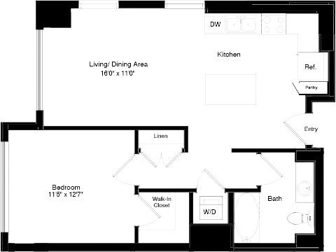 1 bed, 1 bath, 708 sqft, $4,167