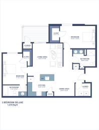 2 beds, 2 baths, 1,216 sqft, $1,429