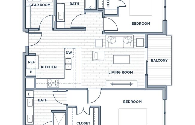 2 beds, 2 baths, 1,073 sqft, $1,995, Unit 1221