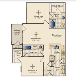 2 beds, 2 baths, 1,088 sqft, $1,420