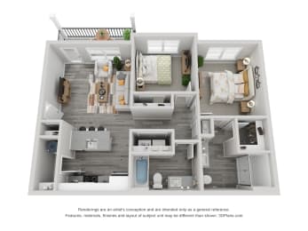 2 beds, 2 baths, 942 sqft, $1,279