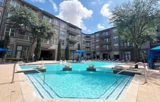 Blue Cool Swimming Pool at Civic at Frisco Square Apartments, Frisco, TX, 75034