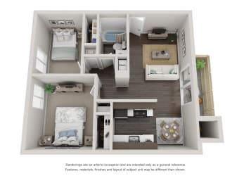 2 beds, 1 bath, 768 sqft, $1,599