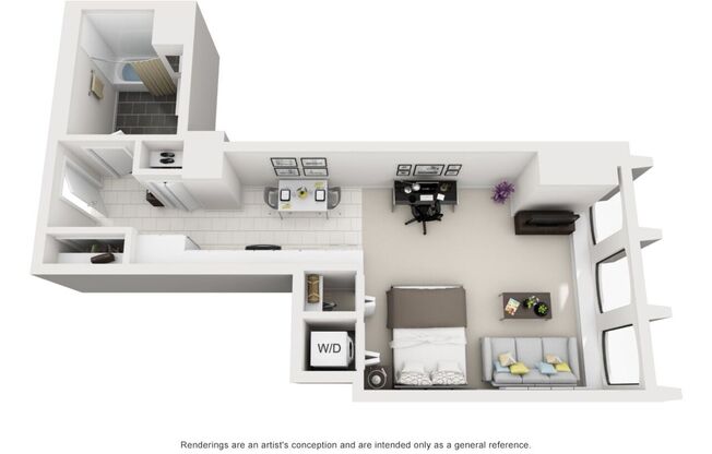 Studio, 1 bath, 514 sqft, $1,635