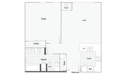 1 bed, 1 bath, 728 sqft, $1,665