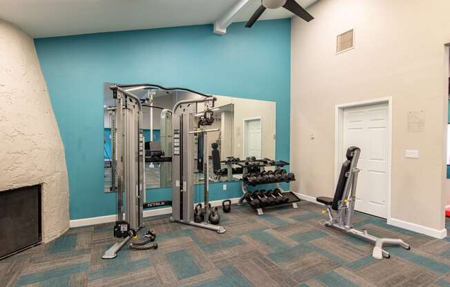 the preserve at ballantyne commons fitness room with weights and cardio equipment