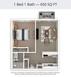 1 bed, 1 bath, 650 sqft, $1,205