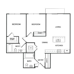 2 beds, 2 baths, 922 sqft, $2,495