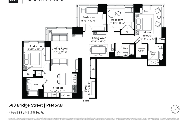 3 beds, 3 baths, 1,731 sqft, $13,500, Unit PH45AB