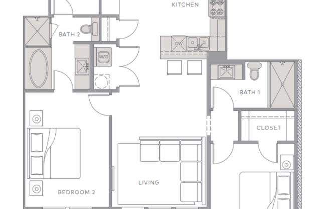 2 beds, 2 baths, 1,179 sqft, $1,849