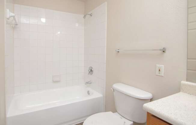 a bathroom with a toilet and a tub and a sink