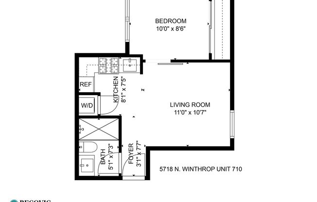 1 bed, 1 bath, 351 sqft, $1,695, Unit 710
