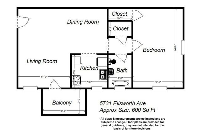 1 bed, 1 bath, 600 sqft, $1,445, Unit 5731 Ellsworth Ave. #B3