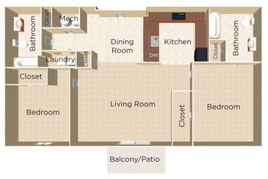2 beds, 2 baths, 1,380 sqft, $1,660