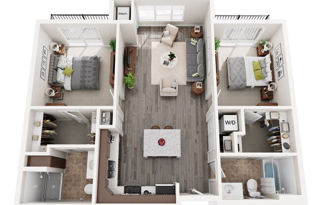 2 beds, 2 baths, 1,045 sqft, $2,140