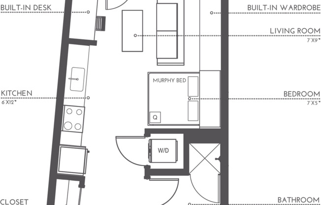 Studio, 1 bath, 412 sqft, $1,305, Unit 420