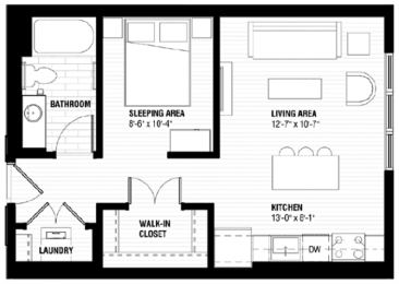 1 bed, 1 bath, 538 sqft, $1,464