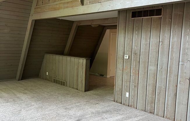 1 bedroom, 2 lofted conforming rooms/ 1.5 bathroom A frame in southwest Columbia