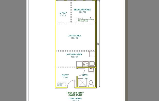 1 bed, 1 bath, 400 sqft, $1,130, Unit 307