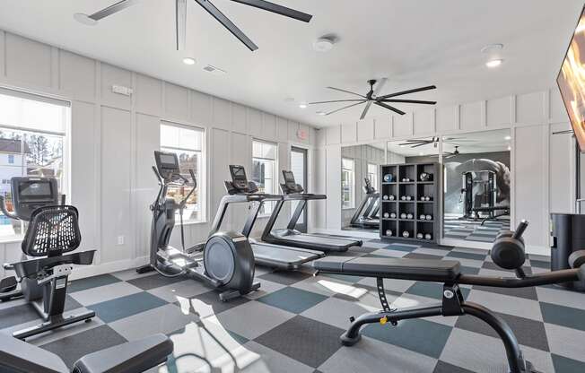 Sanctuary at Indian Creek's 24-hour on-site gym with free weights