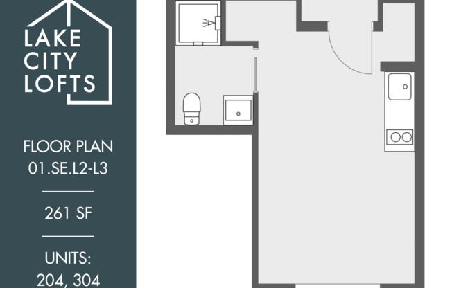 Studio, 1 bath, 250 sqft, $1,175, Unit 304