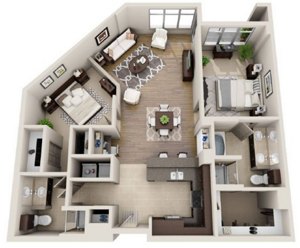 2 beds, 2 baths, 1,271 sqft, $3,680