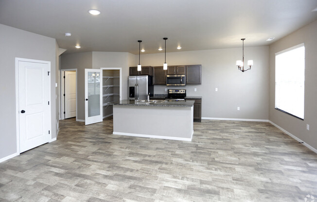 kitchen, living area, dining area, interior of townhome