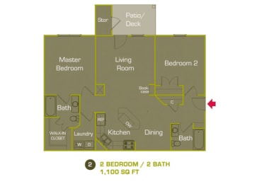 2 beds, 2 baths, 1,092 sqft, $1,471