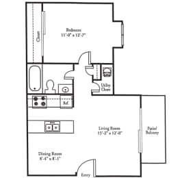 1 bed, 1 bath, 635 sqft, $872