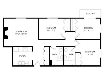 3 beds, 2 baths, 960 sqft, $1,900