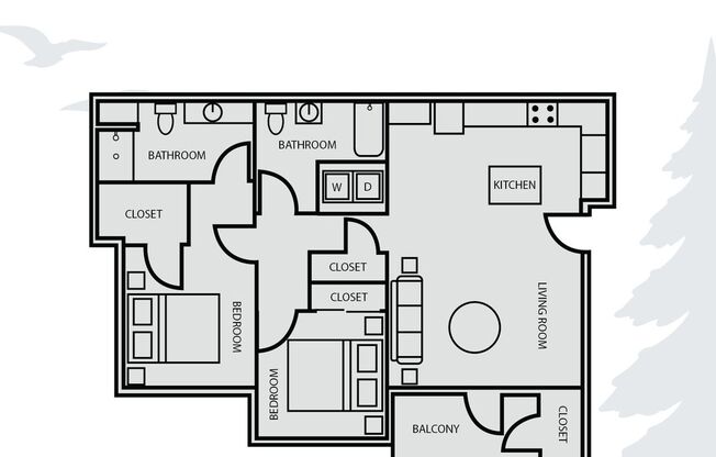 2 beds, 2 baths, 979 sqft, $2,195, Unit 06-106