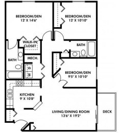 3 beds, 2 baths, 1,249 sqft, $1,600