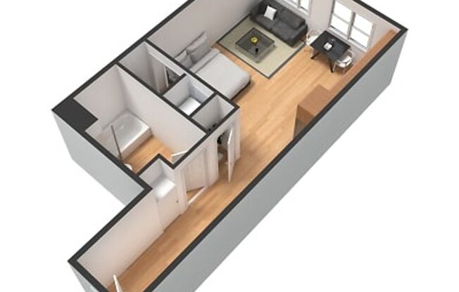 Studio, 1 bath, 530 sqft, $1,395, Unit 317