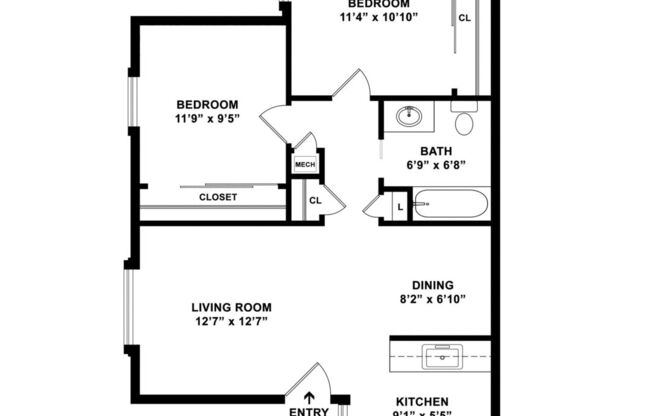 2 beds, 1 bath, 840 sqft, $1,759
