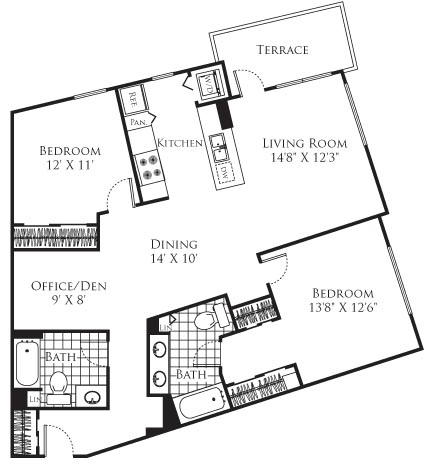 2 beds, 2 baths, 1,287 sqft, $3,039, Unit 327