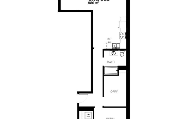 1 bed, 1 bath, 986 sqft, $1,035, Unit 302