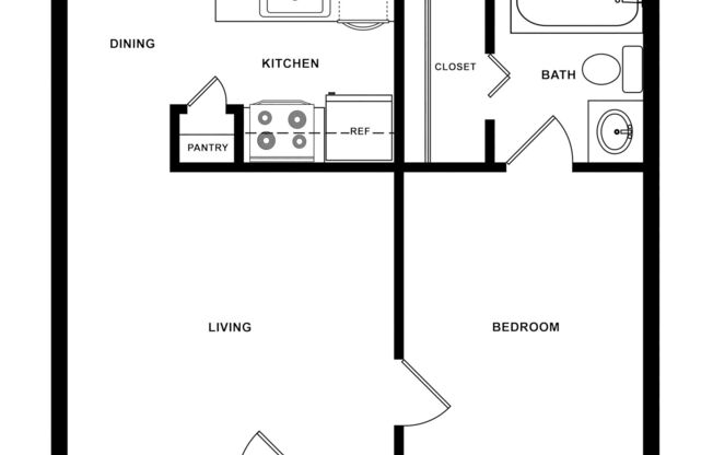 1 bed, 1 bath, 622 sqft, $1,267