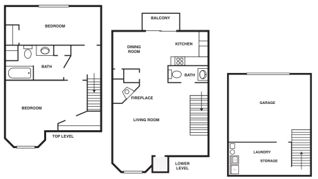  Floor Plan 2 Bedroom/1.5 Bathroom Townhouse