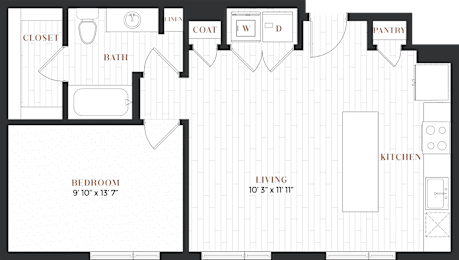 1 bed, 1 bath, 708 sqft, $1,695