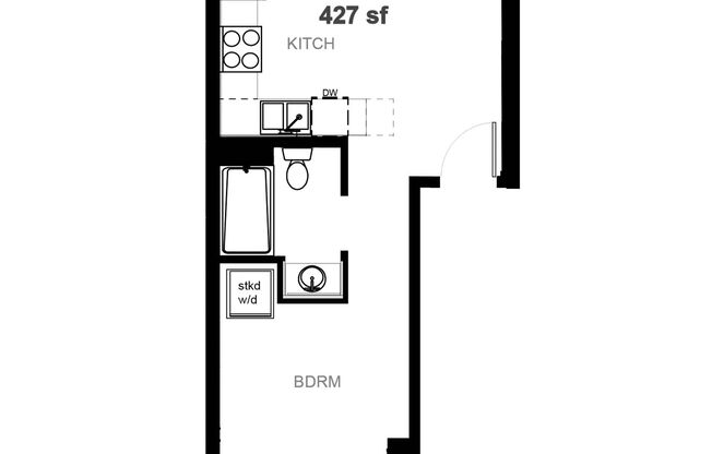 1 bed, 1 bath, 485 sqft, $825, Unit 303