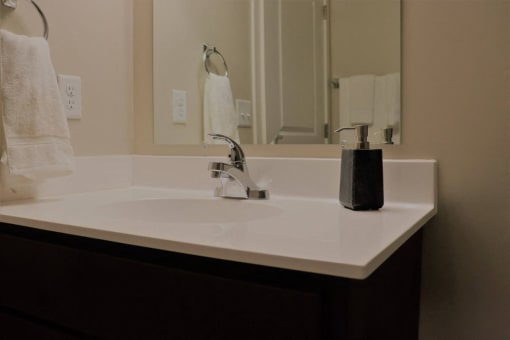 Renovated Bathrooms With Quartz Counters at Rivers Edge Apartments, Otsego