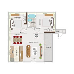 2 beds, 1 bath, 805 sqft, $890