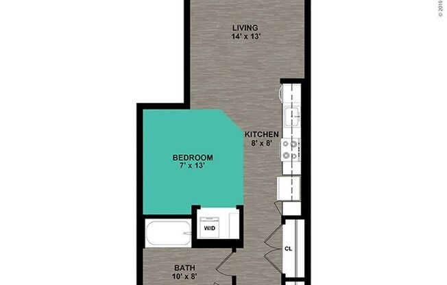 Studio, 1 bath, 609 sqft, $2,070, Unit 445