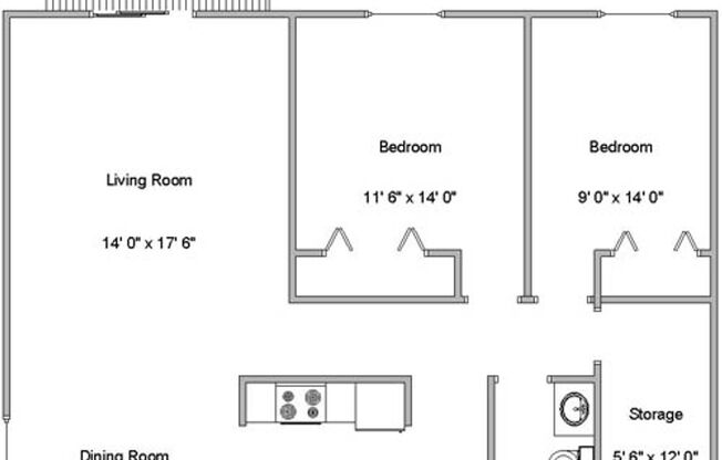 2 beds, 1 bath, 875 sqft, $815, Unit 1