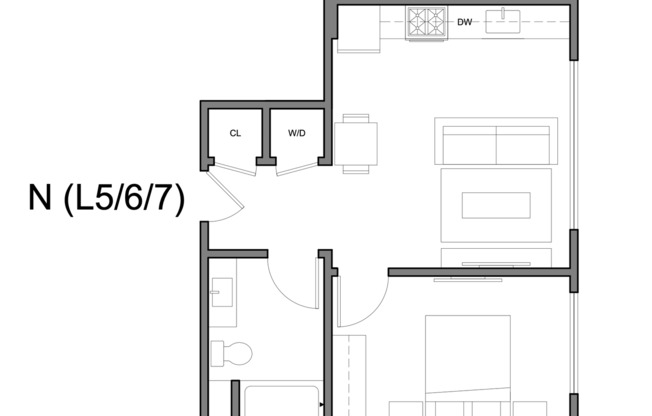 1 bed, 1 bath, 510 sqft, $2,970, Unit 501